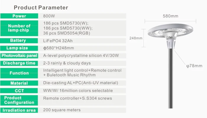 800w solar street light